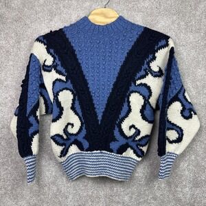 Ronglu‎ Special Wool Knitwear Chunky Blue Sweater No Size Tag